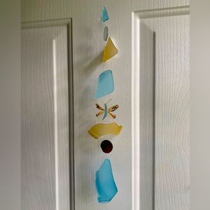 Yellow and baby blue butterfly glass light chime🦋